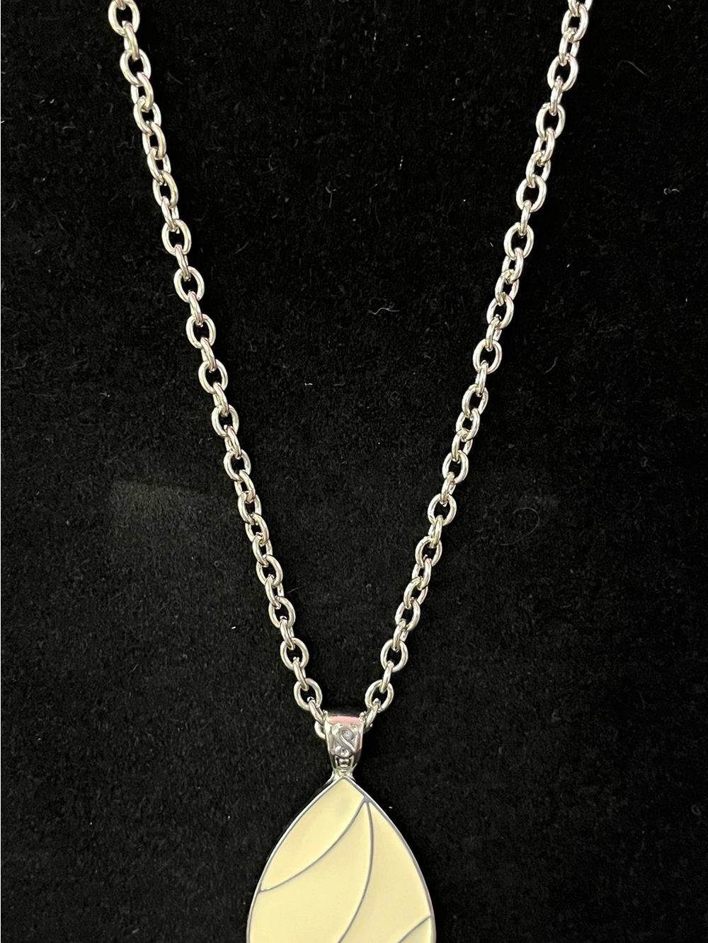 Lia Sophia Silver Necklace with Cream Teardrop Pendant